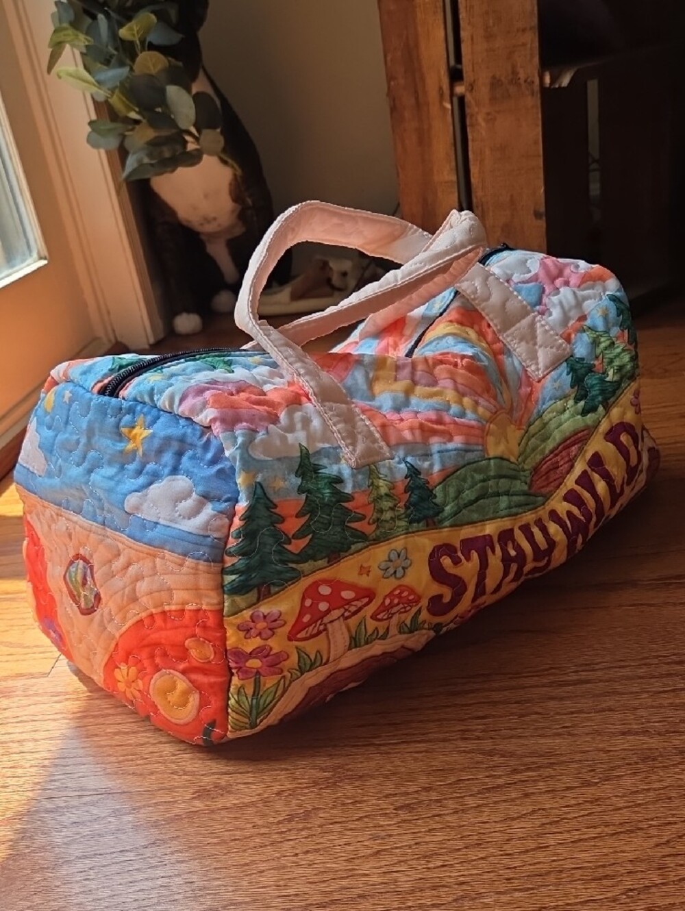 Stay Wild Quilted Multicolor Travel Duffel Bag - Picture 3 of 5